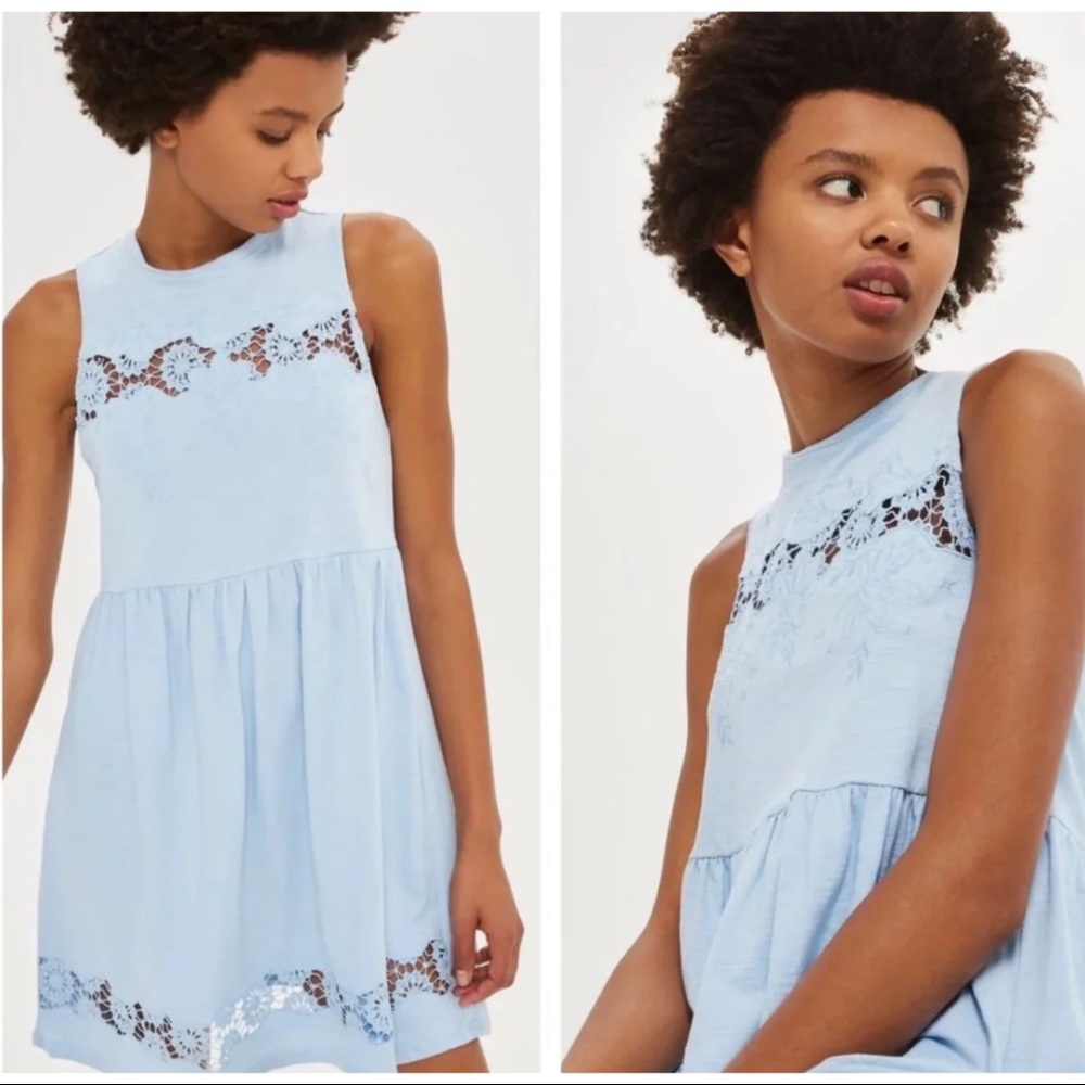Embroidered Babydoll Cotton Mini Dress